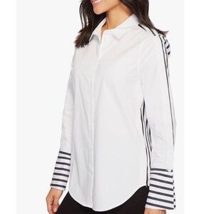 Equipment Femme striped white and navy blouse- Size XS